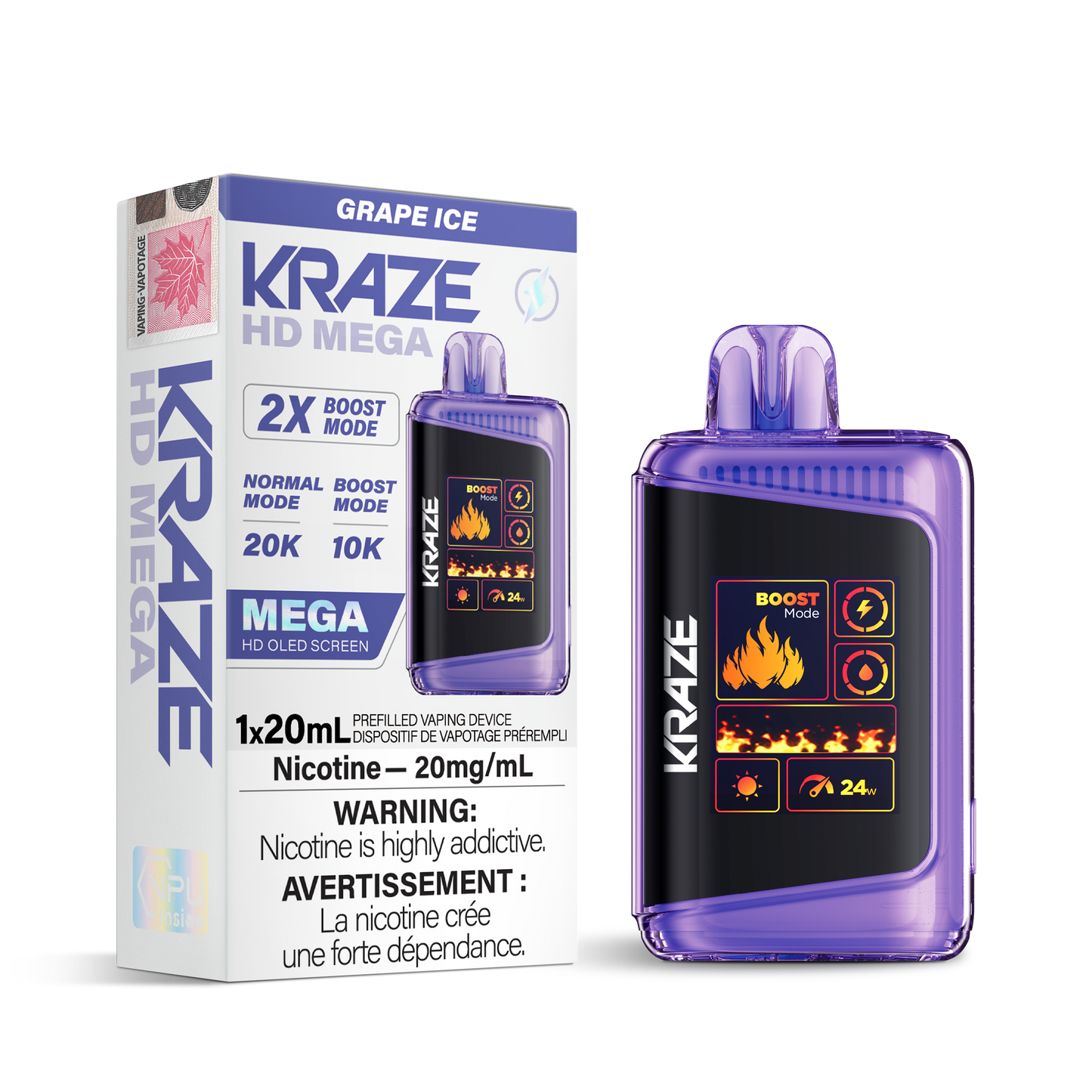 KRAZE HD MEGA 20K DISPOSABLE VAPE (ALBERTA)