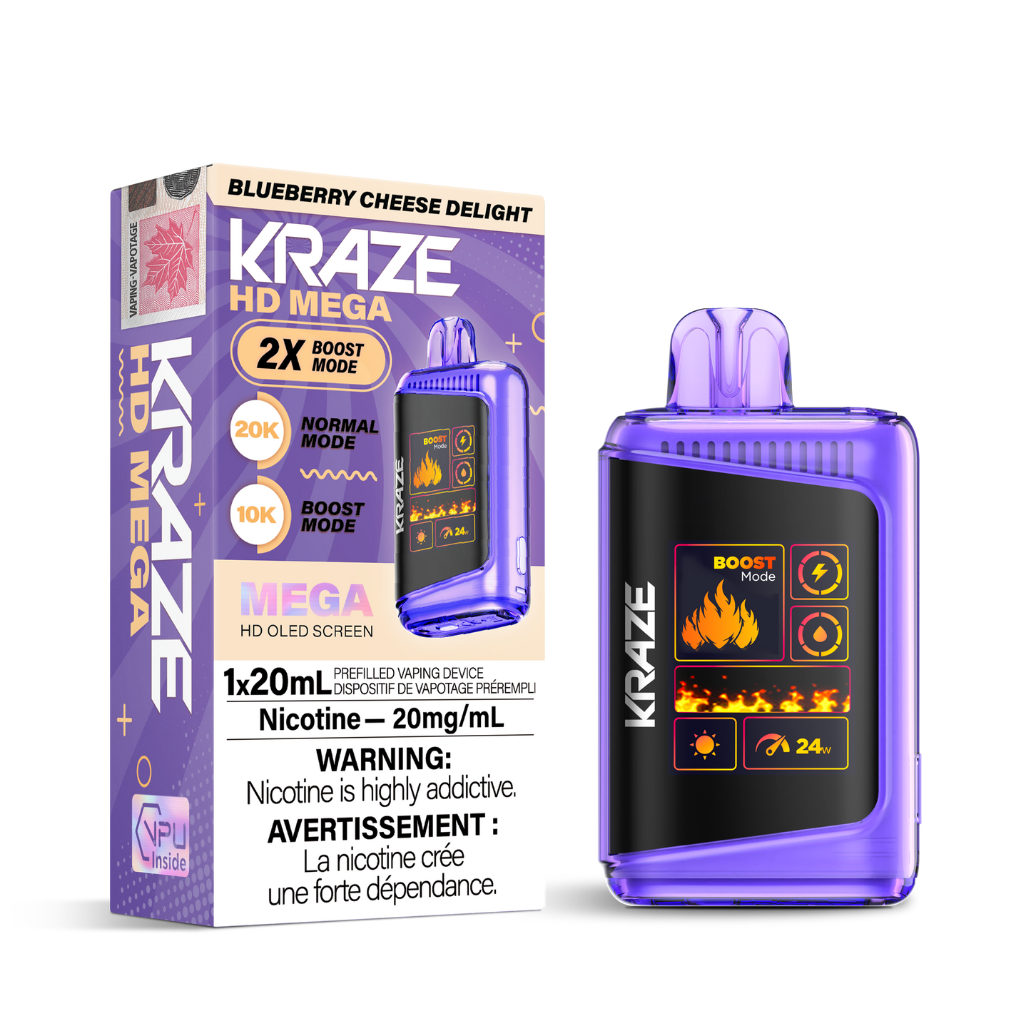KRAZE HD MEGA 20K DISPOSABLE VAPE (ALBERTA)